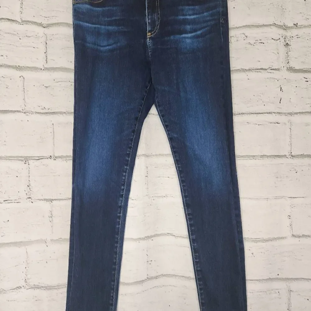 AG Adriano Goldschmied The Farrah High Rise Skinny Ankle Dark Wash Blue Jeans 28